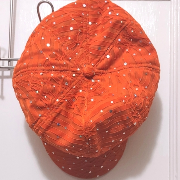 Newsboy style Sequins Orange Baseball Cap - Picture 6 of 7